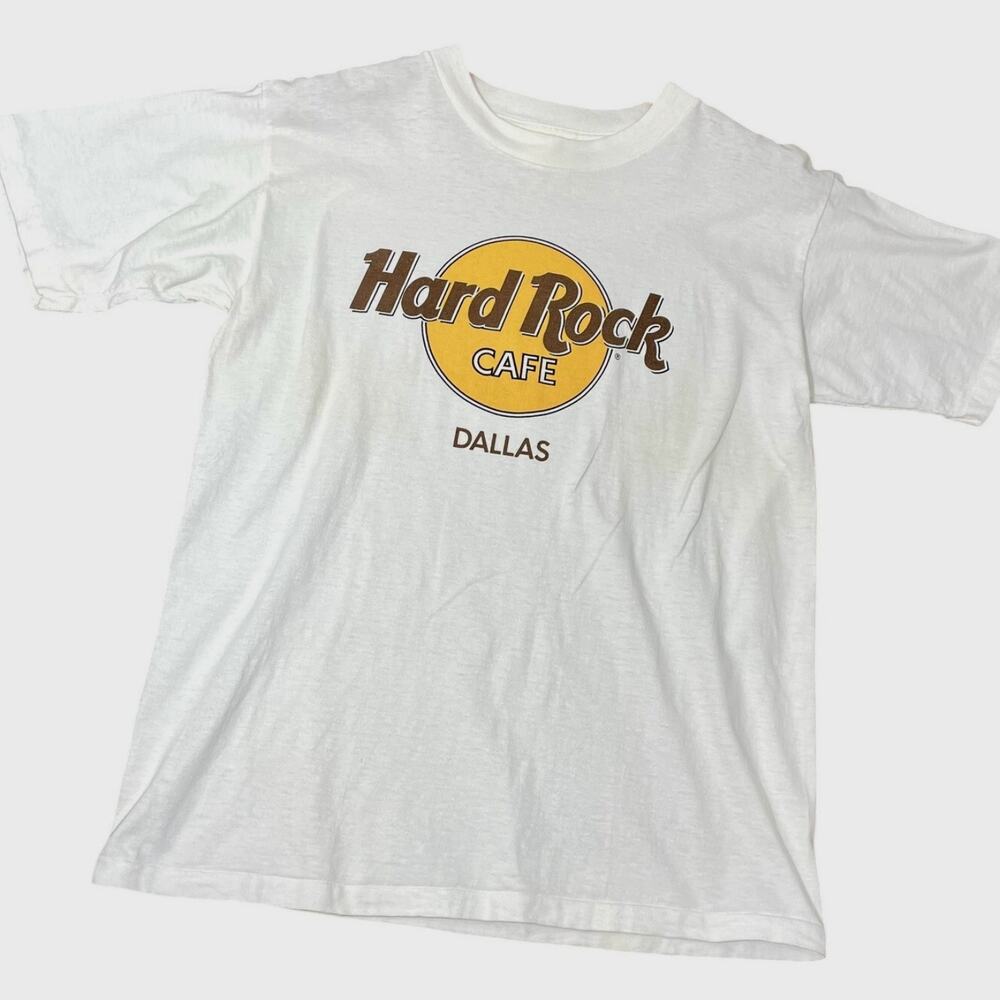 Vintage 90s Hard Rock Cafe Dallas Graphic T-Shirt Crewneck Short Sleeve Large